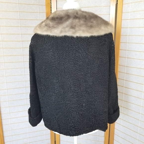 Vintage Curly Wool Mink Collar Opera Jacket Genuine Fur Some Condition Issues - Picture 7 of 16